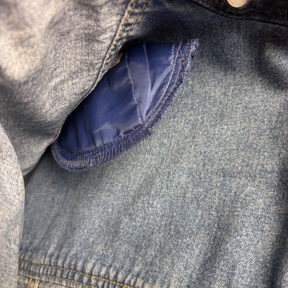 Vintage 90's Lizwear Denim Jacket M Embellished Removable Velvet Collar Buttons - Picture 3 of 7